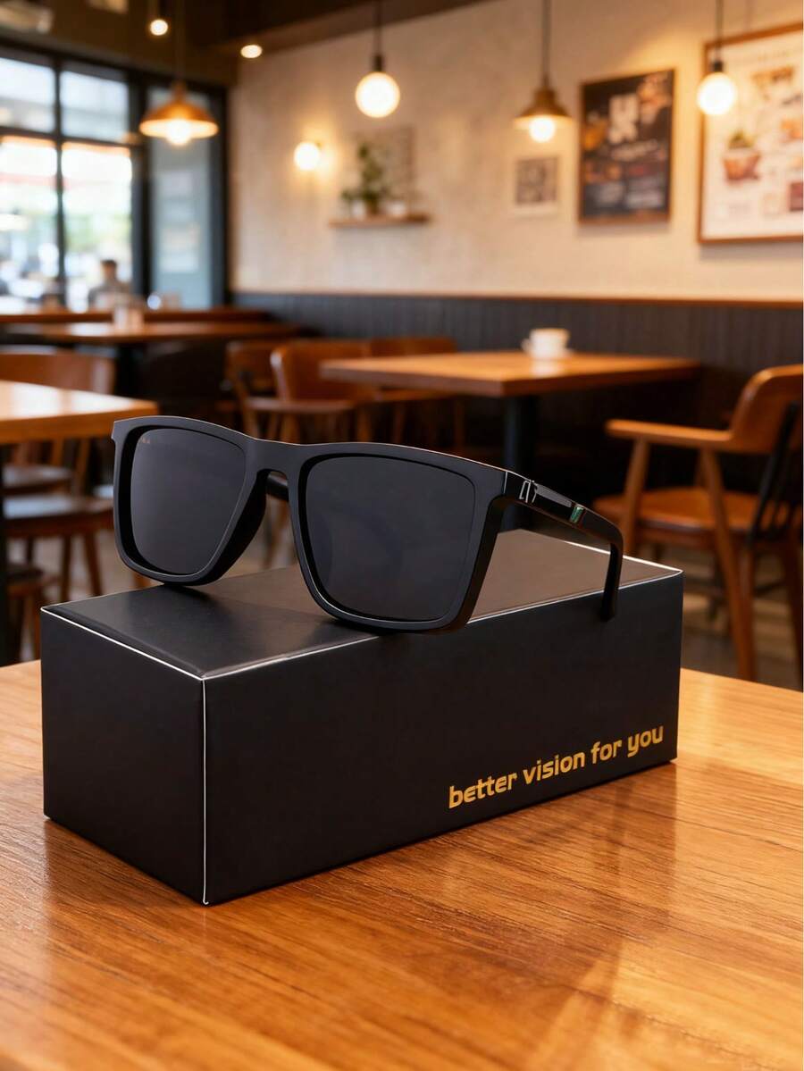 1pc Men's Sports Polarized Fashion Fashion Glasses, Comfortable Lightweight Square Frame Casual Glasses, Ideal Gift Choice