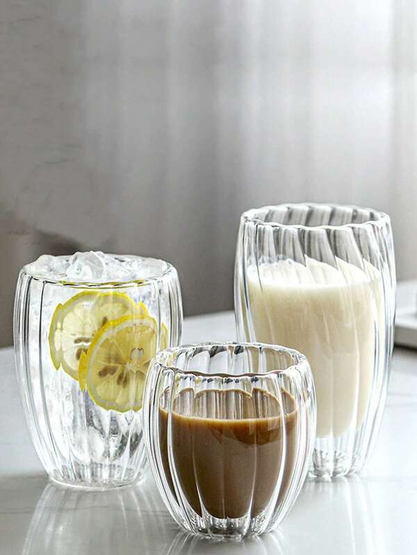 4 PIEZAS Tazas de café de vidrio de Navidad de 250ml, tazas de espresso de doble pared aisladas, tazas resistentes al calor para latte, tazas para capuchino, vasos de té transparentes, vajilla para fiestas, decoraciones para el hogar, regalos festivos