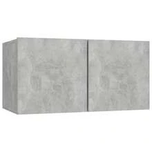 Set di mobili TV Larryhot da 6 pezzi, in legno ingegnerizzato grigio cemento, resistente, facile da montare, ideale per l'arredamento della casa - Grigio - Visualizzare 7