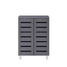 2 Door Shoe Storage Cabinet Dark Grey Wooden Rack Stand Cupboard 4 Tier Euston - Grey - View 9
