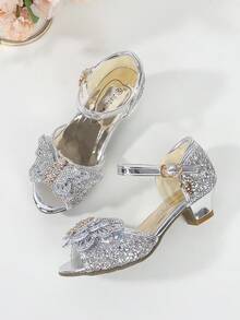 兒童高跟涼鞋夏季女孩蝴蝶結細節公主鞋