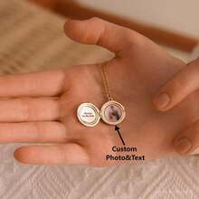 Customized Photo Locket Necklace, Personalized Picture Elegant Jewelry, Minimalist Style, Romantic Keepsake, Mother's Day Gift, Anniversary Present - Style3 - View 1