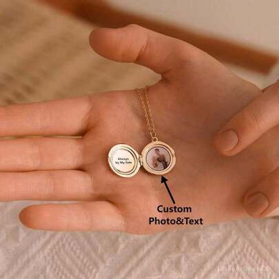 Customized Photo Locket Necklace, Personalized Picture Elegant Jewelry, Minimalist Style, Romantic Keepsake, Mother's Day Gift, Anniversary Present