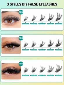 300 Stücke einzelne Wimpern Flauschige Wimpernbüschel 60D+80D+100D Einzelwimpern Dicke Wimpernbüschel D-Volumen Wimpernbüschel 9-18MM Verwischte Büschelwimpern, für den täglichen Gebrauch, Ausgehen oder Zuhause, geeignet für Partys, Musikfestivals, Halloween, Weihnachten, um ein perfektes und exquisites Make-up zu kreieren