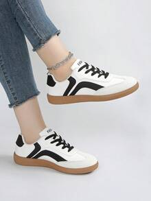 女士透气休闲平底运动鞋跑步鞋 - 黑色 - 查看 5