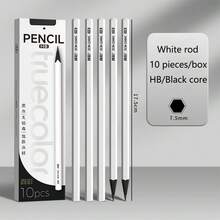10支装黑色木质六角笔杆铅笔，不易折断，2B/HB笔芯，黑木铅笔，抽屉盒装，每盒10支，适用于学生、成人学习和办公，2B/HB黑木铅笔，教室、办公室、美术用品、学校用品
