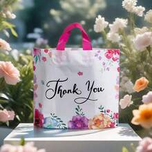 5/10/50pcs Premium Gift Bags, Thank You Shopping Bags With Soft Loop Handles - Multipurpose Shopping And Party Favor Bags For Weddings, Birthdays, And More - Durable Plastic Craft Bags For Home Decor, Room Decor, And Christmas Decorations