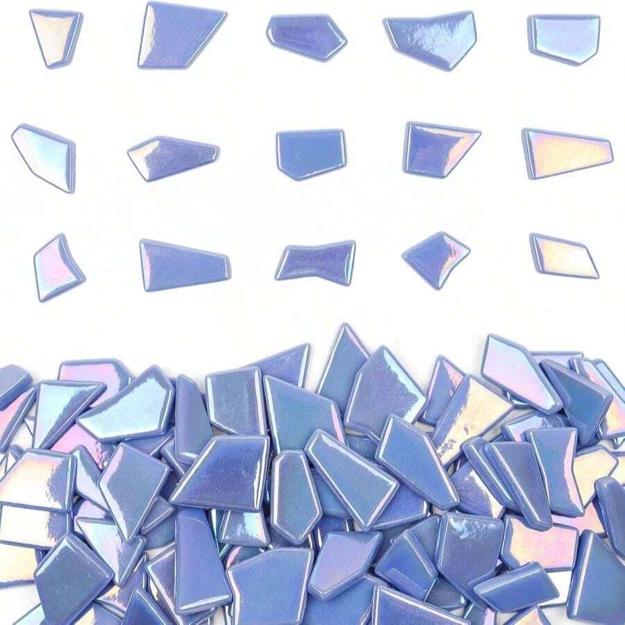Youway Style Iridescent Glass Mosaic Tiles For Crafs Bulk,200g Blue Broken Stained Glass Pieces For Crafts DIY Spring Mosaic Art Decor,Garden Mosaic Supplies - ColorC - 查看 1