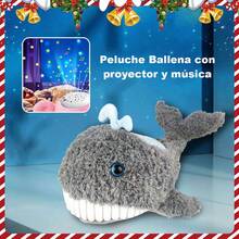 Muñeco de peluche con proyector de música de ballena, luz nocturna de música de proyección, muñeco de peluche para relajación del sueño,Buen Regalo - Gris - Ver 1