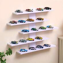 5-Layer Wall Mounted Display Rack, Durable Plastic Multi-Layer Rack, Modern Home Decoration Storage Organizer, Space Saving Design, Can Store Dolls, Home Statues, And Figurines - trắng - Xem 4