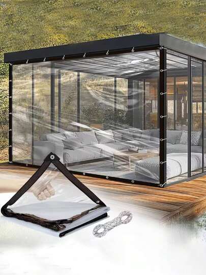 1 pieza Cubierta de lluvia impermeable, tela impermeable, red de lluvia, transparente, resistente al desgarro, a prueba de polvo, película de plástico impermeable. Adecuado para jardín, balcón, porche, soporte de plantas, caseta de perro, invernadero de camping y sitio de camping al aire libre