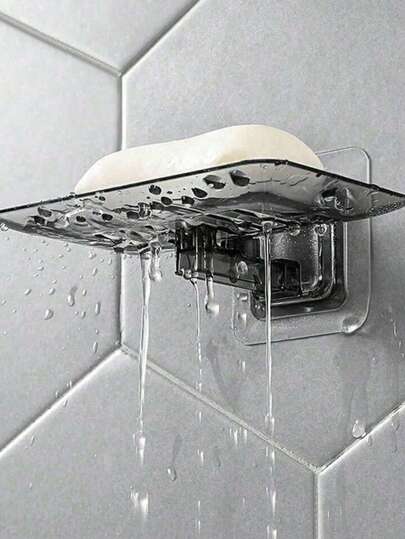 1/2 piezas de jabonera de pared con adhesivo transparente sin perforación, soporte de jabón de plástico para el baño