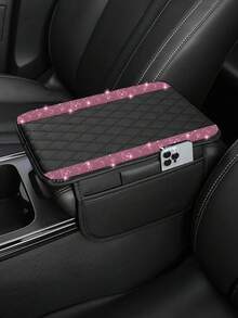 1 pieza Funda universal para reposabrazos de coche con diamantes brillantes - Protector de consola central de cuero con 2 bolsillos de almacenamiento, se adapta a la mayoría de vehículos - Estilo A - Ver 14