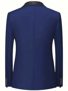 3 Pieces Men's Formal Business Suit Set Including Blazer, Vest, And Pants, Slim Fit Stretchy Solid Color, Work/Party Wear - Navy Blue - View 2