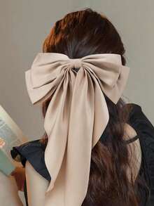 4 Pcs Large Big Oversized Satin Hair Bows With Long Tail Brown Series Elegant Bow Hair Clips French Barrettes Hair Clips Accessories For Women Daily Wear Suitable For Festival Valentine's Day Gifts For Women Outdoor Decor Claw Clips, Hair Slide, Hair Barrettes