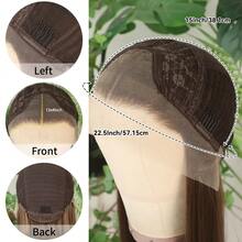 Brown Synthetic Lace Front Wigs Glueless Long Silky Straight Hair 13x4 HD Transparent Lace Wigs For Women Light Highlights Blonde Brown Color Heat Resistant Fiber Hair Natural Hairline Baby Hair Daily  Party Cosplay Halloween Use - 棕色 - 查看 5