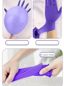 A Box Of 100pcs Containing Nitrile Gloves For Household Kitchen Dishwashing, Waterproof And Durable Cleaning Products, Household Gloves, And Cleaning Gloves - Purple - View 2