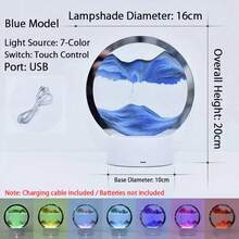 1pc Led Creative Sandglass, Festival Gift, Glass Liquid Sand Painting Night Light, Usb/Battery Dual-Use Touch Night Light, Bedroom Ambient Table Lamp, Home Decoration, Gift For Friends Birthday Gifts Graduation - Glass Quicksand Painting Night Light - View 5