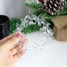 1 set (2 pièces) - Ensemble de couronnes de fleurs en forme de flocon de neige, pendentif de décoration de sapin de Noël en cristal, pendentif de décoration de scène de fête de Noël, fournitures de décoration de flocons de neige simulés pour la saison hivernale