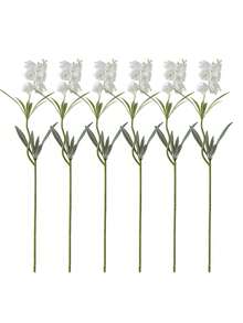 6/12cs Artificial Lily Of The Valley Faux White Bell Flowers Wind Chime Orchid Silk Flowers Wedding Bouquet, May Flower Table Centerpieces For Home Garden Wedding Party Decor