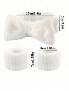 3/2pcs Set Headband & Wristband, Bow Knot Headband + Wristband, Reusable Spa Headband And Wristband, Solid Plush Face Headband, Fluffy Hair Hoop, Yoga Headband, Adjustable Elastic Facial Makeup Headband, Shower Headband, Makeup Remover Pad, Soft & Skin-Friendly, Waterproof Hair Tie, Beauty Sponge, Multifunctional Wash Face Decor, Hair Ties, Hair Clips, Hair Hoops, Yoga Sports Headband, Sweat-Absorbent Headband, Hair Scrunchies, Adjustable Beauty Skincare Headwear, Masking Headband Back To School Hair Accessories - 彩色 - 查看 3