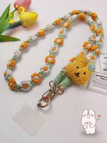 Cordón para teléfono móvil cruzado que se puede llevar, tejido a mano con flores, accesorio de moda para mujer, pequeño y fresco, bolsa de compras, senderismo, viaje, correa para el hombro, funda para teléfono universal con abejita