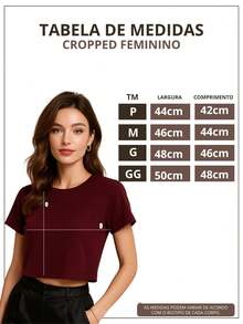 Women's Basic Short Sleeve Crop Top -B00 - 紫紅色 - 查看 4