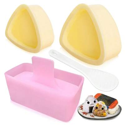 3 Pack Onigiri Sushi Maker Mold Kit, Classic Triangle Rice Musubi Press Mold For Kid Lunch Bento, Home DIY