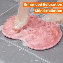 1 件套沐浴擦洗小工具，硅胶懒人背部擦洗刷，无需帮助的背部按摩，浴室吸盘背部擦洗，墙壁脚垫，足部擦洗垫，沐浴擦洗毛巾，背部吸盘，强力擦洗垫 - 淡粉紅色 - 查看 8