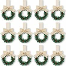 Small Christmas Wreaths,Christmas Kitchen Cabinet Wreaths Wirh Red Berries, Mini Christmas Wreaths For Centerpiece Front Door Decor,Christmas Decorations,Living Room Decorations,Office Decorations