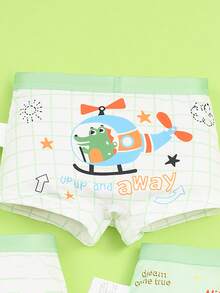 4pcs/Pack Boys Underwear, Breathable Cartoon Crocodile, Car, Helicopter Print, Boys Shorts For Toddlers, Kids, Children - Multicolor - View 3
