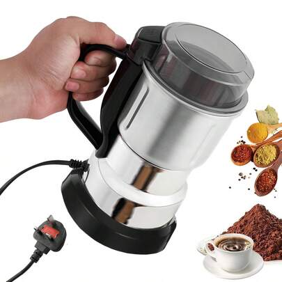 电动研磨机 Plus，胡椒研磨器，家用电动香料研磨机和咖啡研磨机，不锈钢研磨机，一键式操作，适用于咖啡豆、香料、香草、胡椒、坚果、豆类、谷物等