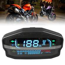 Motorcycle Instrument Cluster Speedometer Tachometer LCD Digital Display Water Temperature Oil Level Meter - Negro - Ver 5