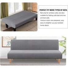 PRINCEDECO Armless Futon Cover Stretch Sofa Bed Slipcover Protector Elastic Feature Rich Textured High Spandex Small Checks Jacquard Fabric Futon Cover, Machine Washable - Bronze Green - View 4