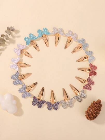 16 piezas Clips para el cabello con forma de mariposa con lentejuelas de flores, accesorios lindos para el cabello para niñas, adolescentes, clips para coleta