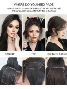 Clip-In Synthetic Hair Extensions Set Of 1, Invisible Root Volumizer Straight Clip-On Hairpiece, Top Boosting Hair Padding Pieces, Adds Volume For All - Suitable For Men & Women, Easy To Use - Multicolor - View 9