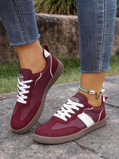 女士时尚休闲系带平底防滑运动鞋，适合运动、跑步、健身