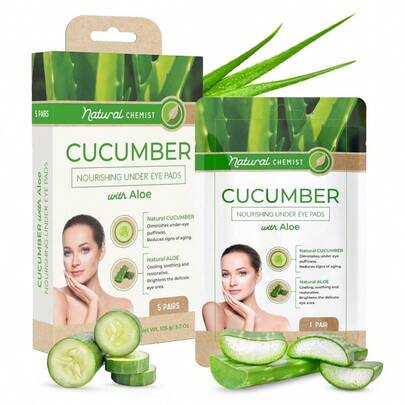 Cucumber Aloe Under Eye Patches - Cooling, Reduces Puffiness, Anti - Aging, Hydrating, Dermatologist Tested, Cruelty Korean Skin Care All Skin Types - 5 Pairs