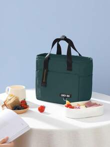 1 件大容量多色纯色午餐袋、可爱便携式午餐盒手提包、多功能隔热便当袋、隔热冷藏袋、多功能冷热隔热午餐手提包、食物储存袋、学生返校午餐袋、通勤办公室午餐袋、户外野餐、旅行必备、顶部手柄便携式午餐袋秋冬隔热午餐袋、秋季家居必需品、夏季户外食物袋、野餐露营袋 - 綠色 - 查看 11