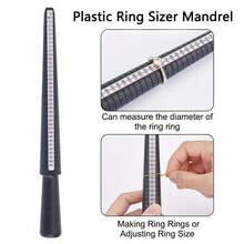 金属戒指尺寸测量工具，美英欧日，四种尺寸可选，珠宝尺寸测量器金属戒指尺寸测量仪，适用于男女戒指（塑料，1 根黑色棒）