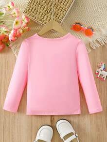 2pcs Girls Clothes Set, Cute Cartoon Unicorn, Flower & Rainbow Print, Girls Gift, Comfortable & Fashionable Long Sleeve T-Shirt, Suitable For Spring & Autumn, Casual Everyday & Outdoor Wear - Multicolor - View 2