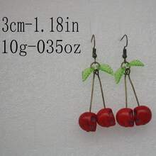 1pair Punk Exaggerated Red Skull Cherry Shaped Dangle Earrings, Punk Retro Earrings - Màu Bạc Cổ - Xem 3