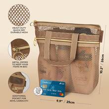 Bolsa de ducha portátil de malla de 0.2 x 9.9 pulgadas con cremallera y 2 bolsillos.Bolsa de Ducha Ideal para Gimnasio, Viajes, Camping, Playa, Protector Solar, Dormitorio - azul - Ver 6