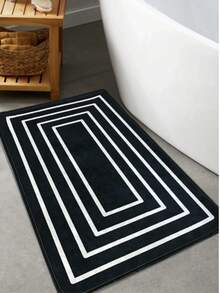 70x120 Cm Non-Slip Bathroom Mat – 100% Polyester | Soft, Absorbent & Quick Dry | Made In Turkey - Black - View 1