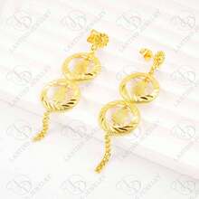 1pc Fashion Tassel Earrings With 24K Gold Printed Design, Copper Material Suitable For Party, Wedding, Anniversary Dress Up, Daily Casual Wear