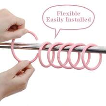 12 Pack Pink Shower Curtain Hooks, Plastic Snap Rings Bathroom, Decorative Round Hangers U2013 Easy Install, No - Slip Closure, Fits Standard Rods - 最初的 - 查看 3