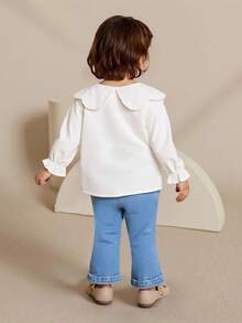 SHEIN Elladie kids 女婴日常时尚甜美喇叭牛仔裤