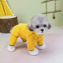 $25 Dog Four-Leg Fleece Jacket, Pet Warm Clothes, Thickened Windproof Warm Clothing For Small Animals, Casual Leash Buckle Autumn/Winter, New Arrival Dog Apparel, Four-Leg Thickened Windproof & Snowy English Style Casual Outfit