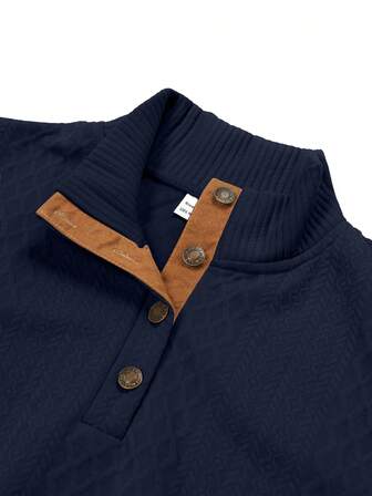 Herrtopp i jacquardstickad långärmad, minimalistisk undertröja med ståkrage för höst/vinter, enfärgad t-shirt med pullover, herrlångärmad t-shirt, julklapp till pojkvän