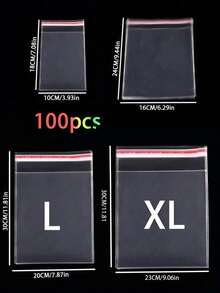 100 Pcs Self-Adhesive Sealing Clear Opp Bags, Resealable Plastic Bags For Large-Scale Packaging Of Small Gifts, Party Favors, And Toys,Suitable For Items Of Different Sizes, S/M/L/Xl, Can Be Used For Clothes, Shirts, Pants, Food, Paint, Party Gifts Packaging,Solid Packaging Bags For Holiday Gift Giving,Resealable Bags Perfect For Packing Clothes, Artworks, Gifts, Jewelry, Decorative Packaging Back To School.